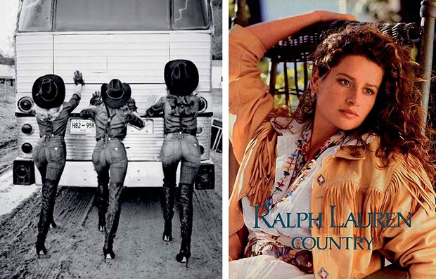 &Agrave; esquerda, campanhas da Guess (2014) e da ralph Lauren (1989) (Foto: Reprodu&ccedil;&atilde;o e Divulga&ccedil;&atilde;o)